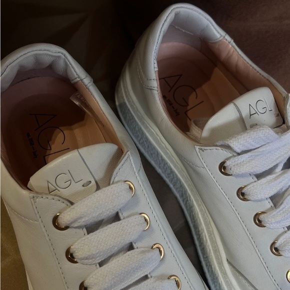 AGL made in Italy Women's White leather casual Sneakers size Eu 41 US 11 - Picture 10 of 11